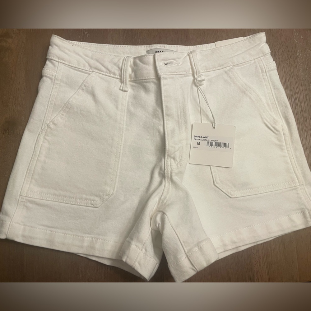 High Rise White Jean Shorts by Just Black Denim